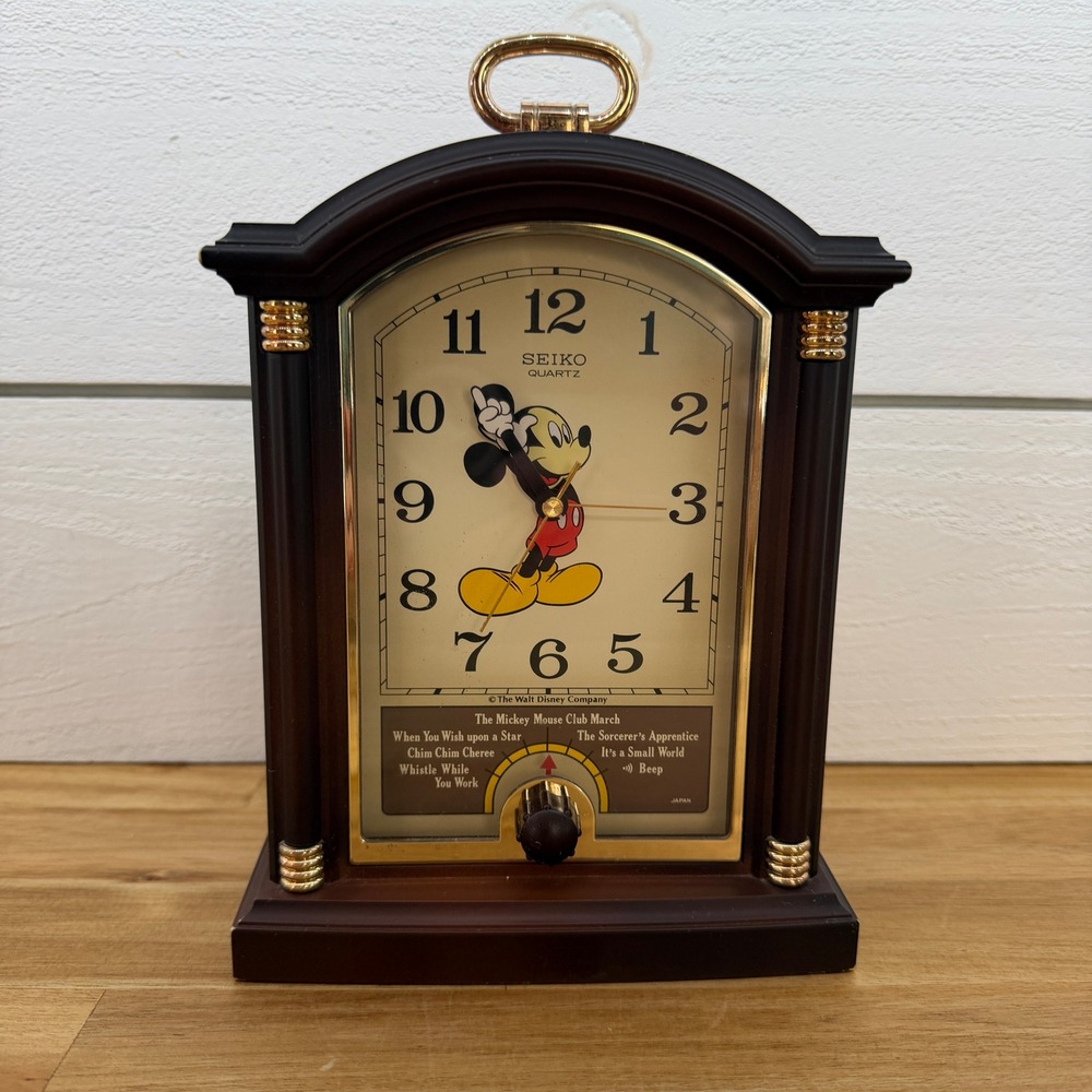 Seiko Quartz Mickey Mouse Musical Alarm Clock QFD208B Disney Songs Japan Tested